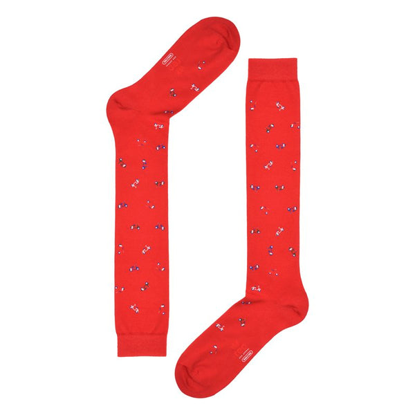 Calza Uomo lunga Italian Icon con moto Rosso RED SOCKS- Francavilla Moda